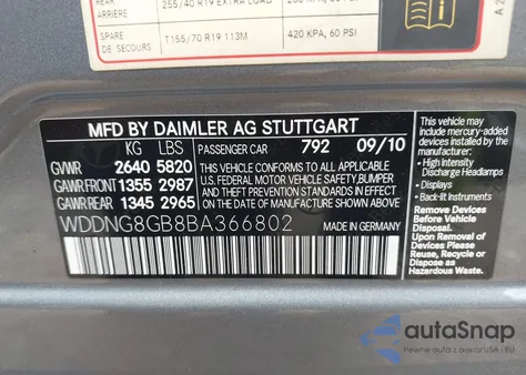 2011 Mercedes-Benz S 550 4Matic from USA, damaged, VIN WDDNG8GB8BA366802